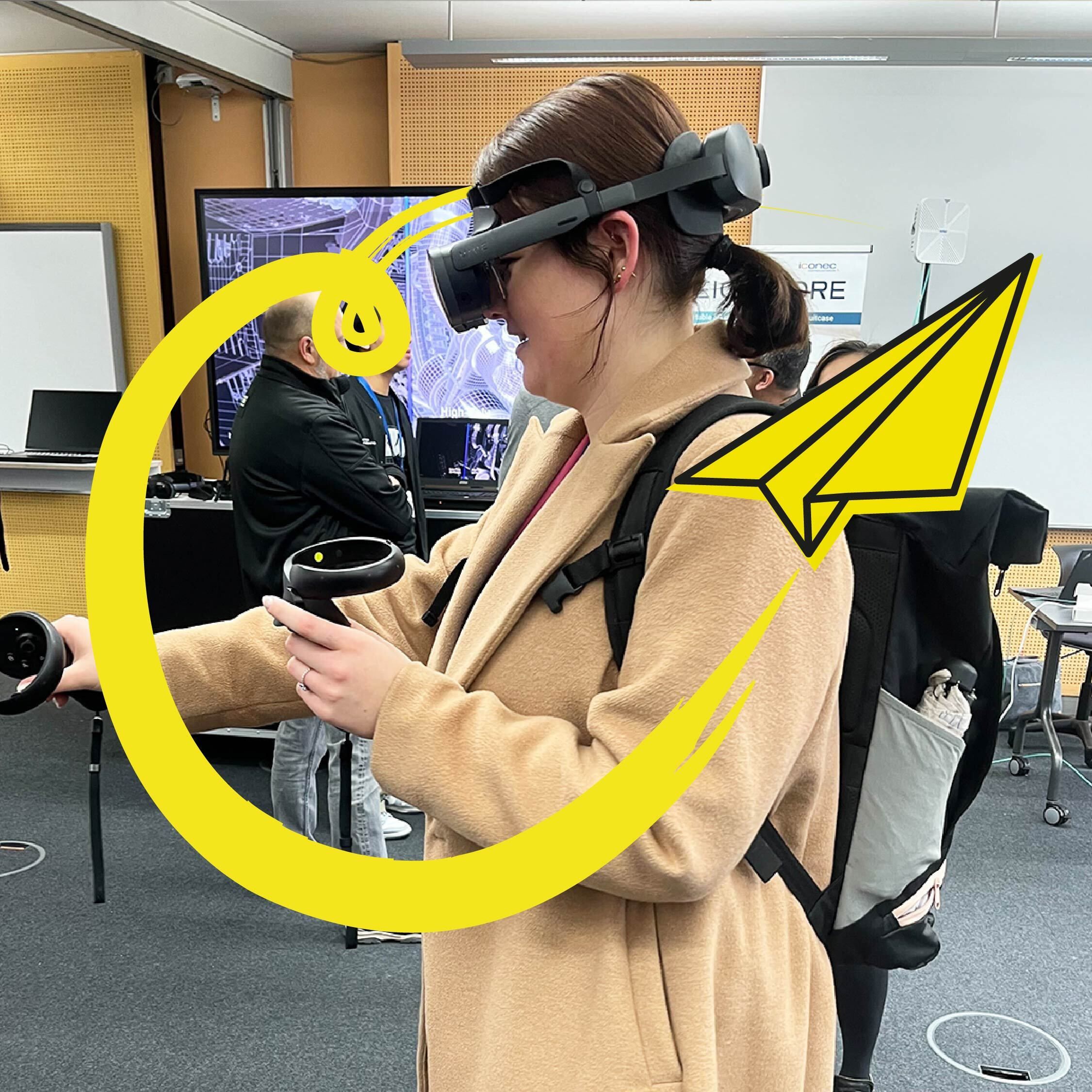 Ayleen vom Team ottomisu hat eine VR-Brille auf